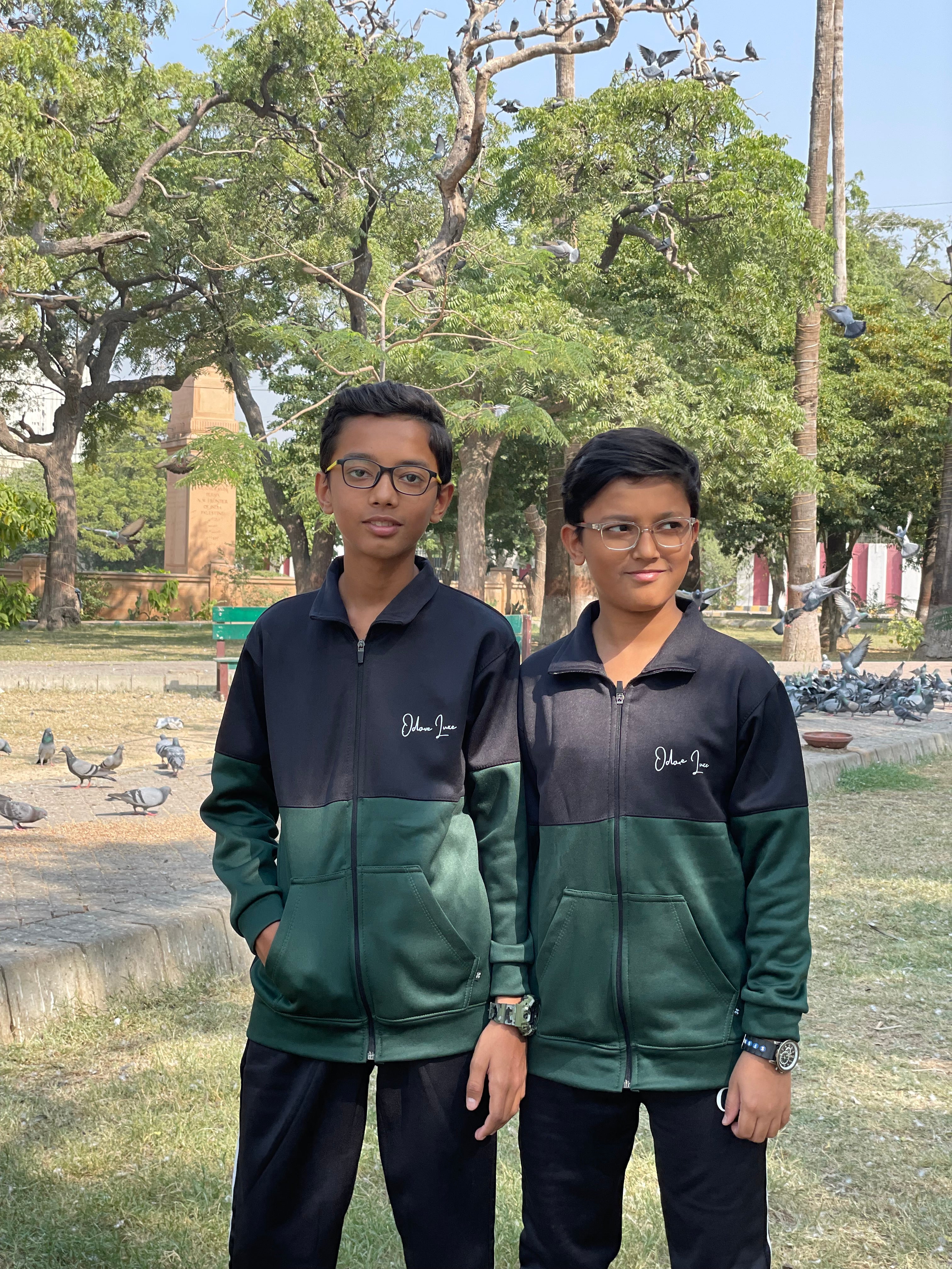 Kid Tracksuits-Twin Shade Suit Yellow/Blue