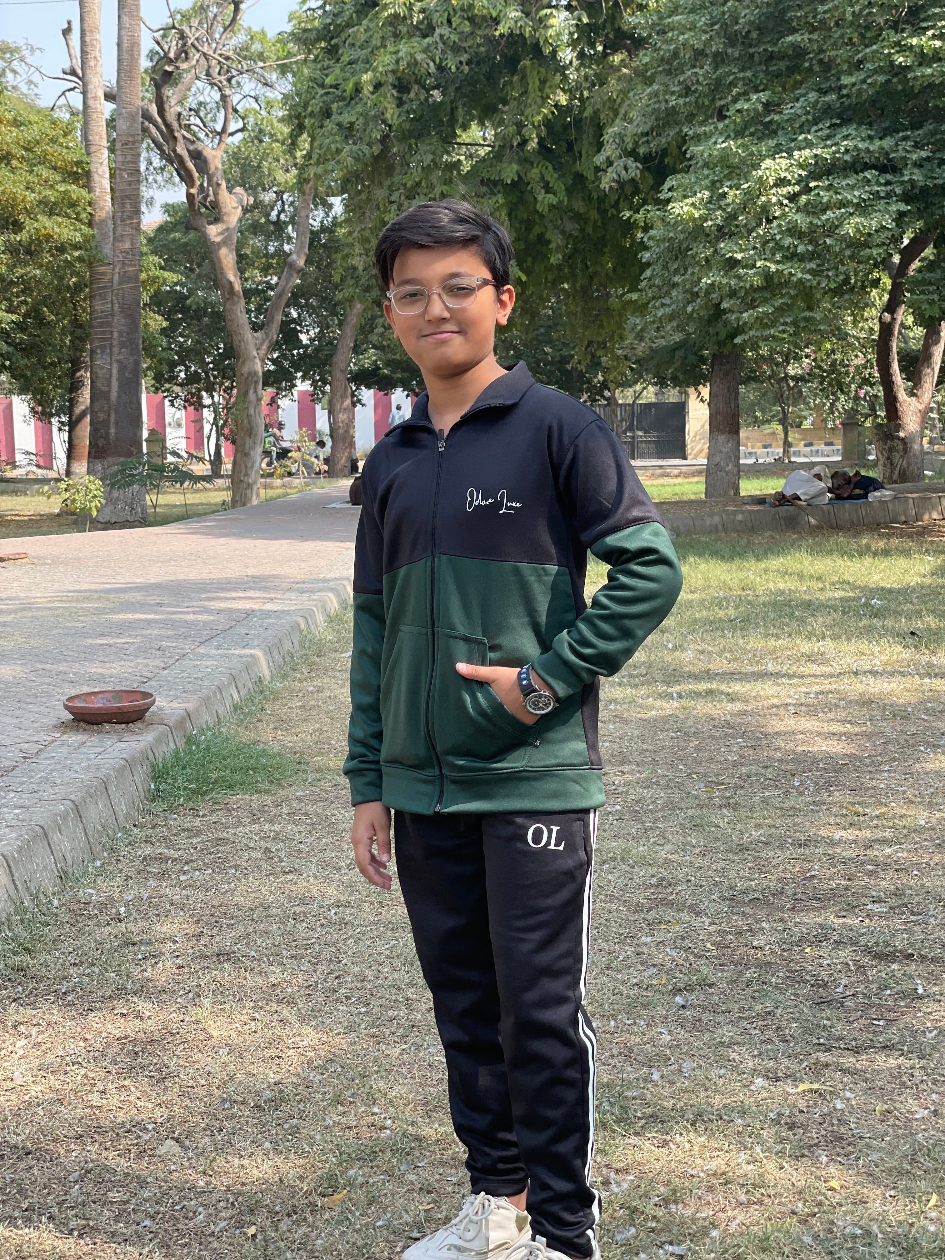 Kid Tracksuits-Twin Shade Suit Yellow/Blue