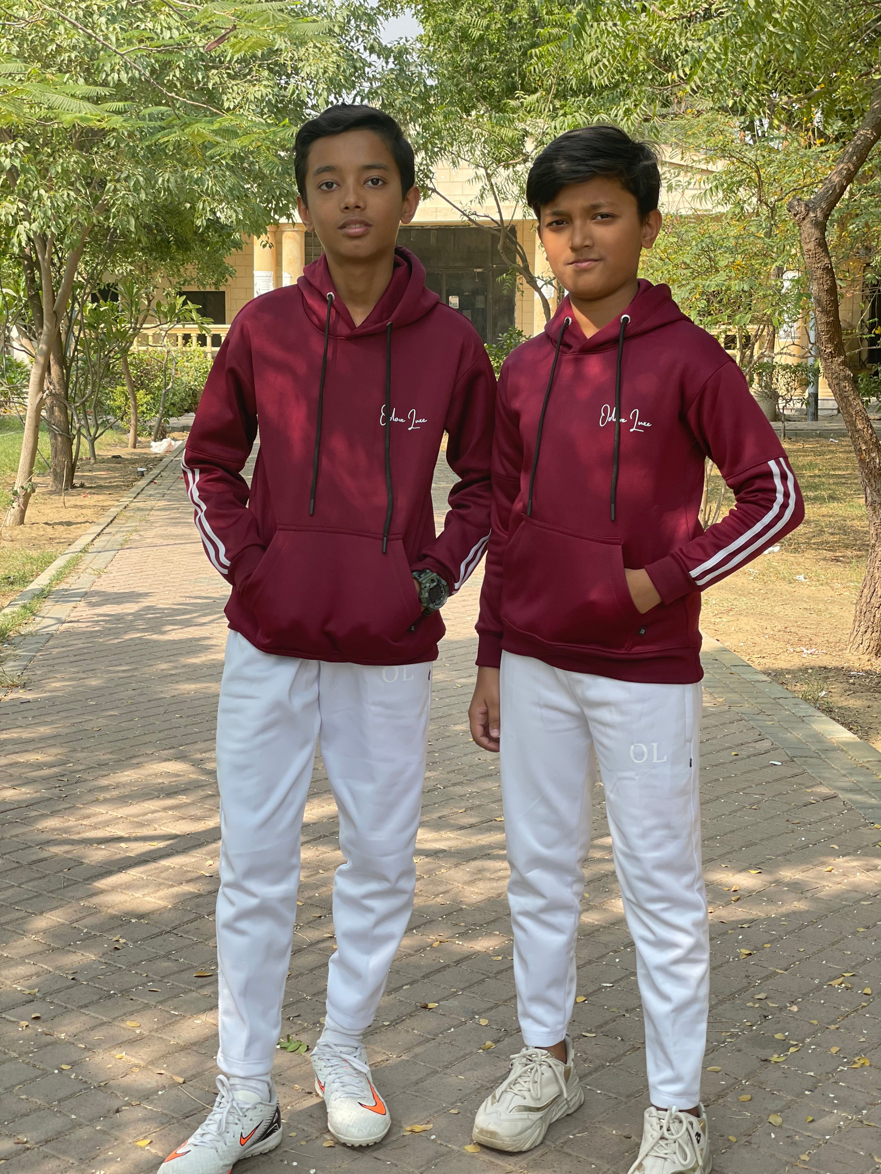 Kids Tracksuit -Contrast Edition Burgunday/White