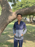 Kid Tracksuits-Twin Shade Suit Smoke Grey/Blue