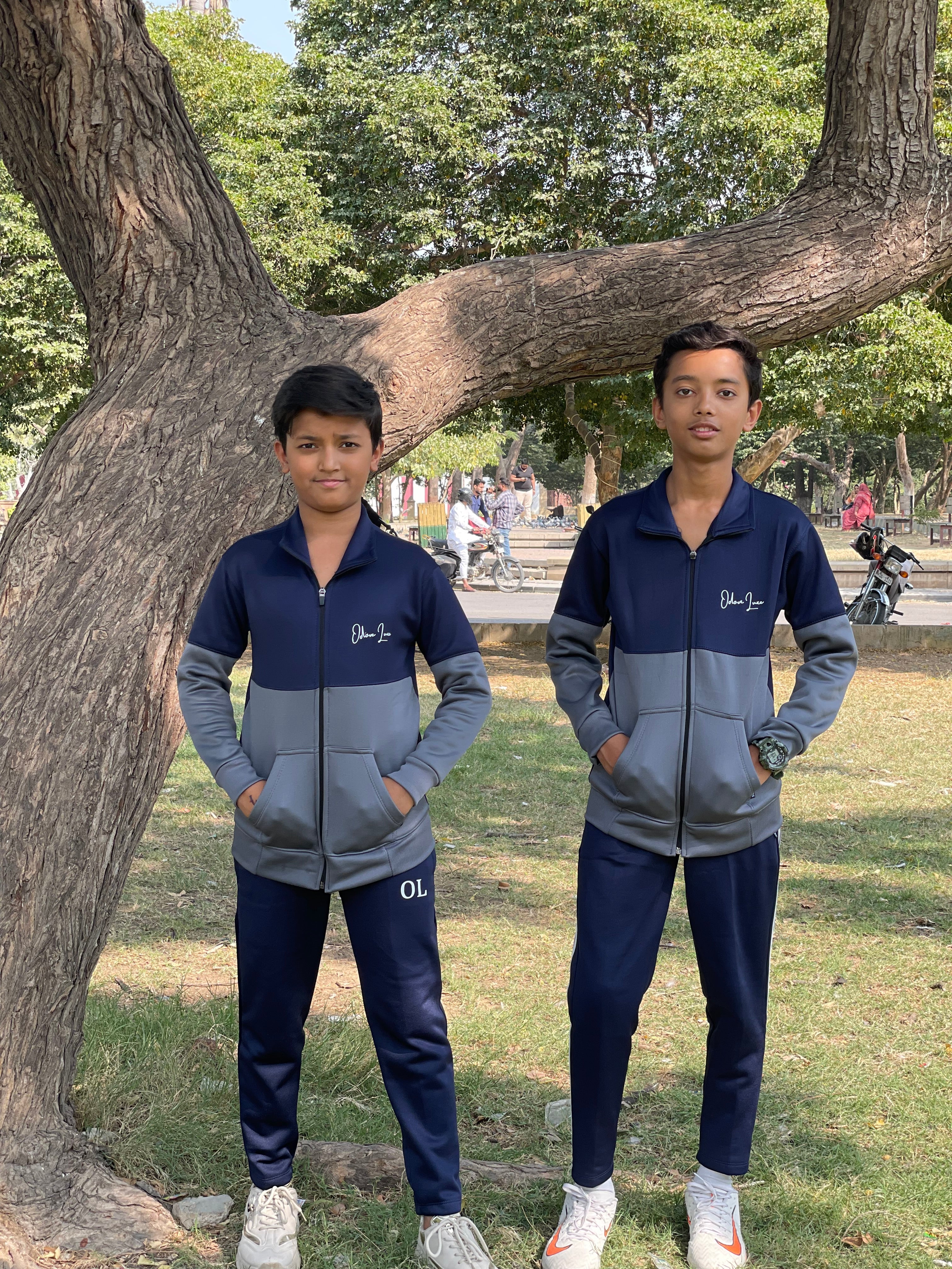 Kid Tracksuits-Twin Shade Suit Smoke Grey/Blue