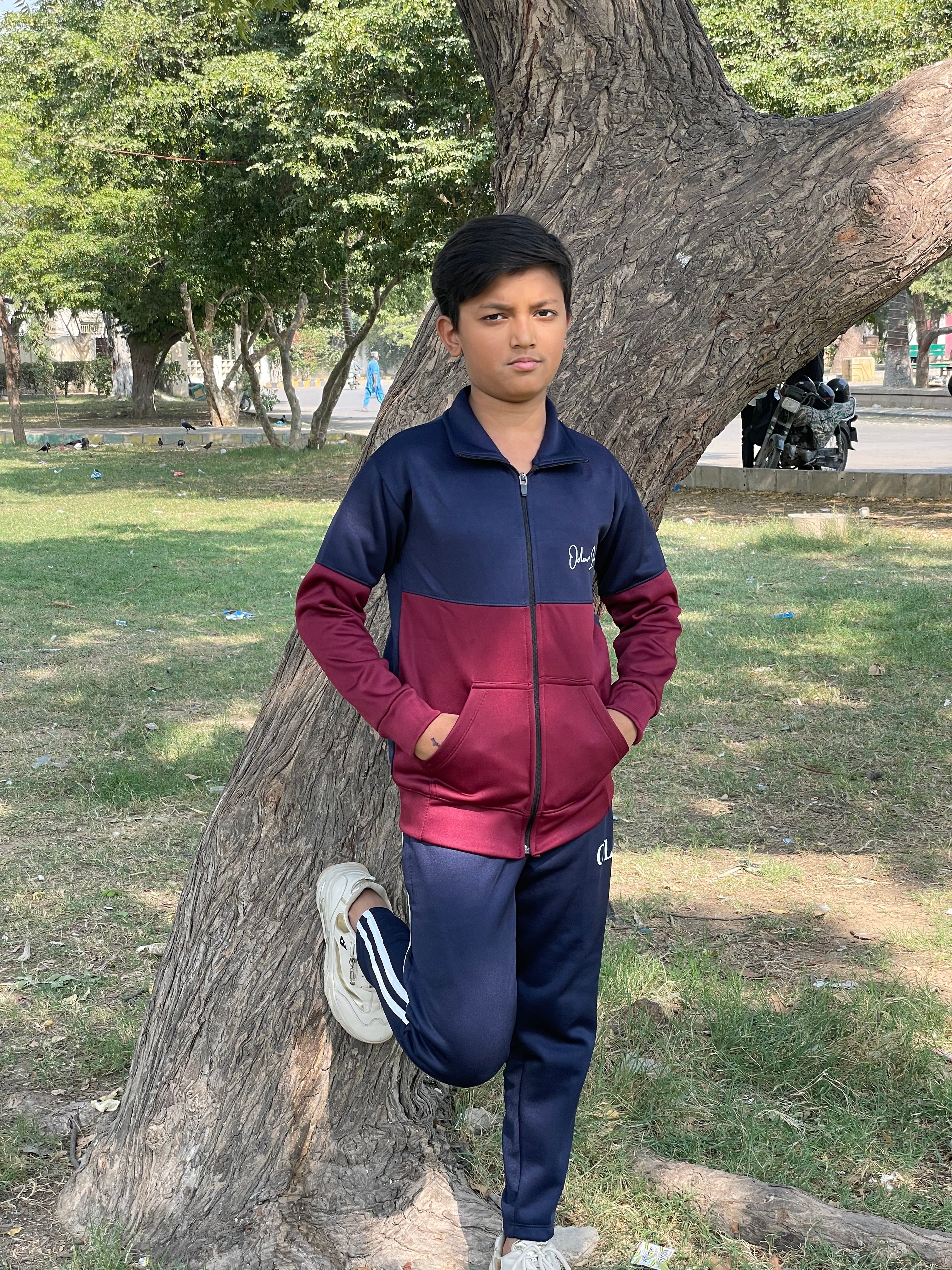 Kid Tracksuits-Twin Shade Suit Burgundy/Blue