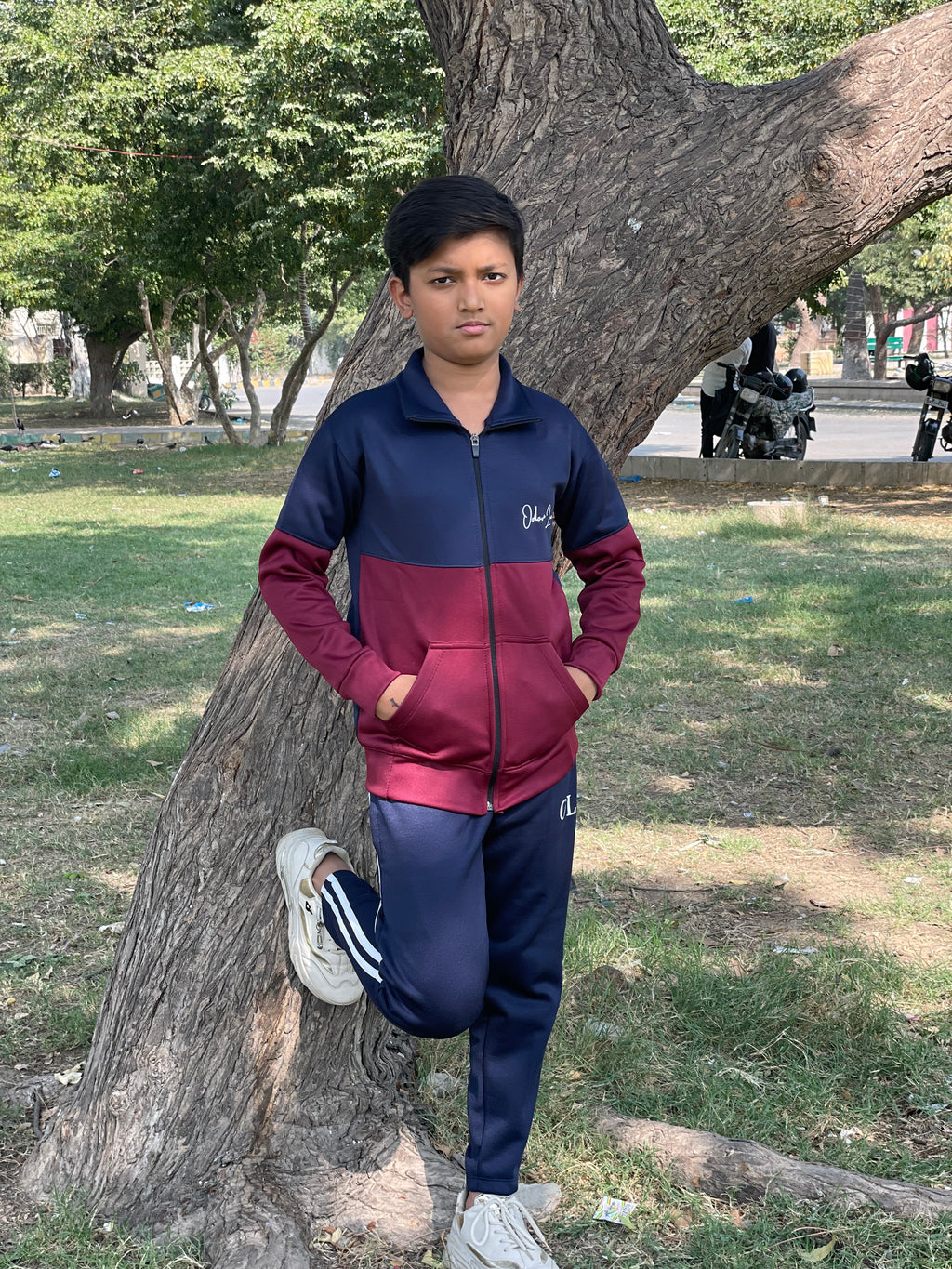 Kid Tracksuits-Twin Shade Suit Burgundy/Blue