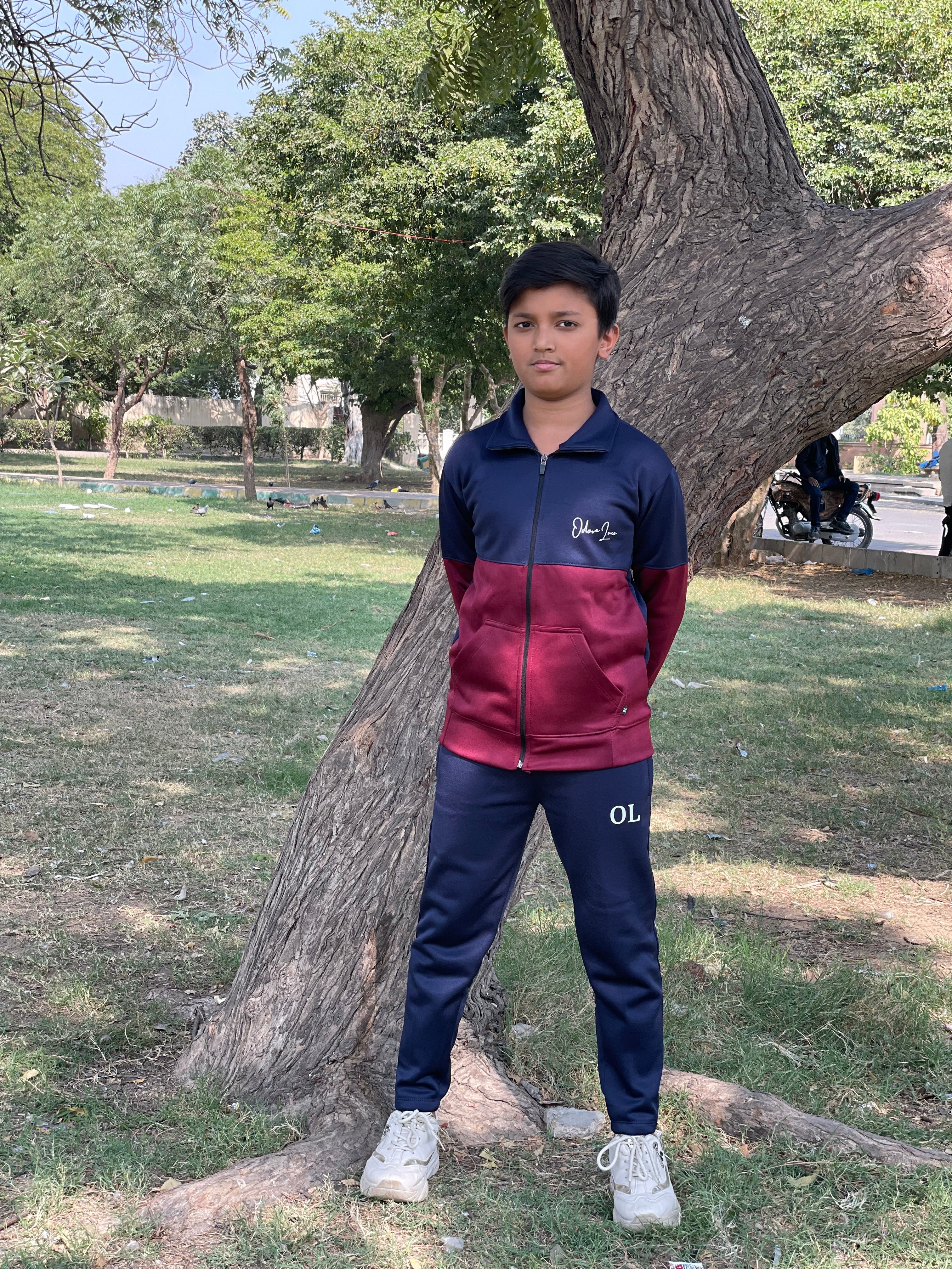 Kid Tracksuits-Twin Shade Suit Burgundy/Blue